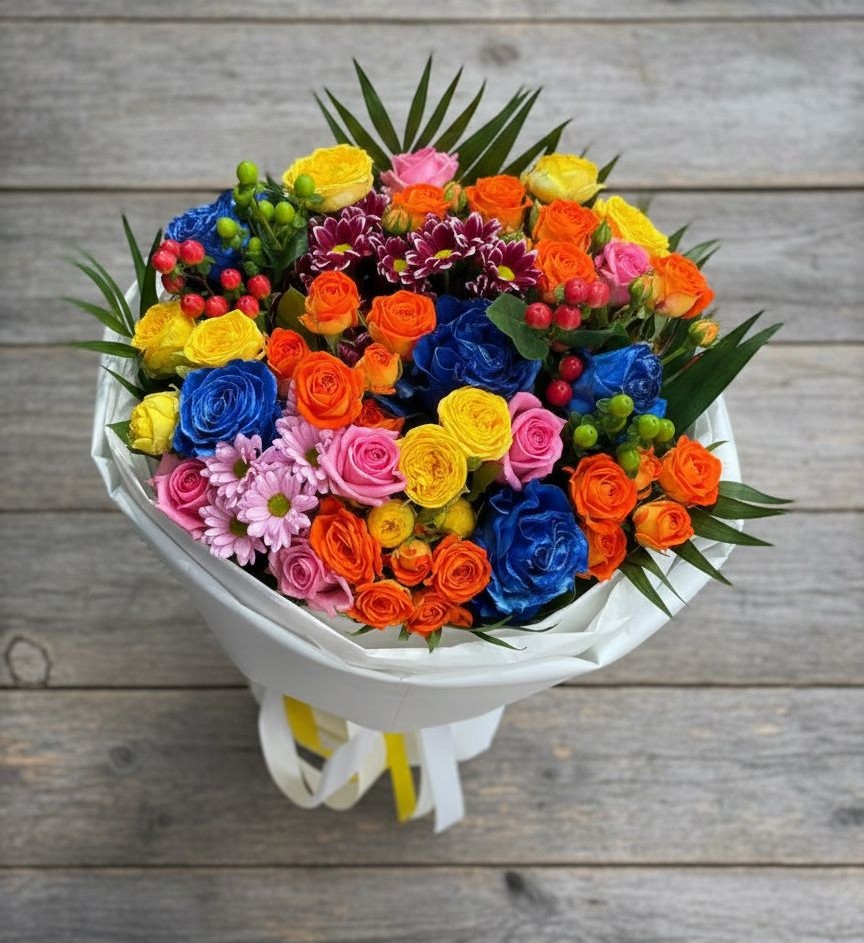 Букет цветов из: Розы и Хризантемы в Анджиевский