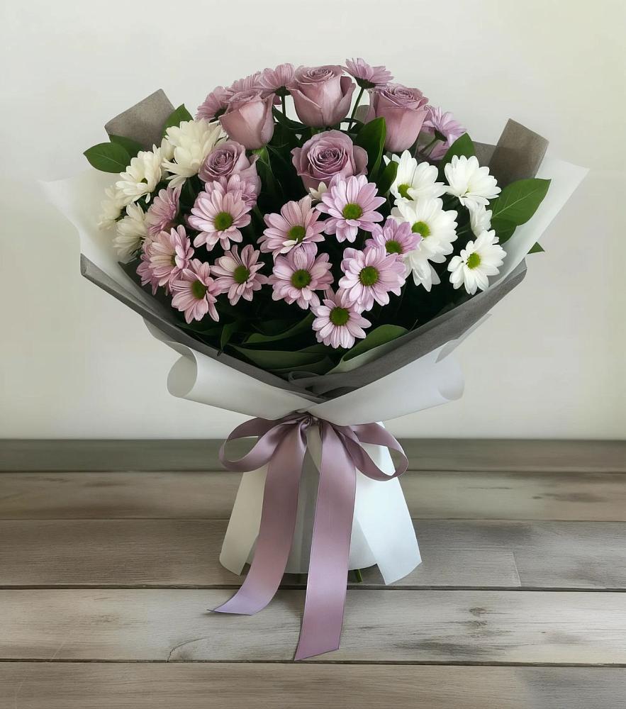 Букет цветов из: Хризантемы и Розы в Анджиевский