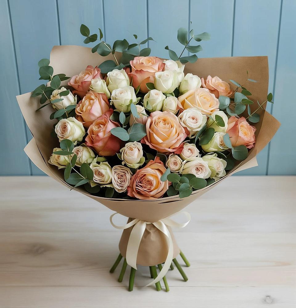 Букет цветов из: Альстромерии и Розы в Анджиевский