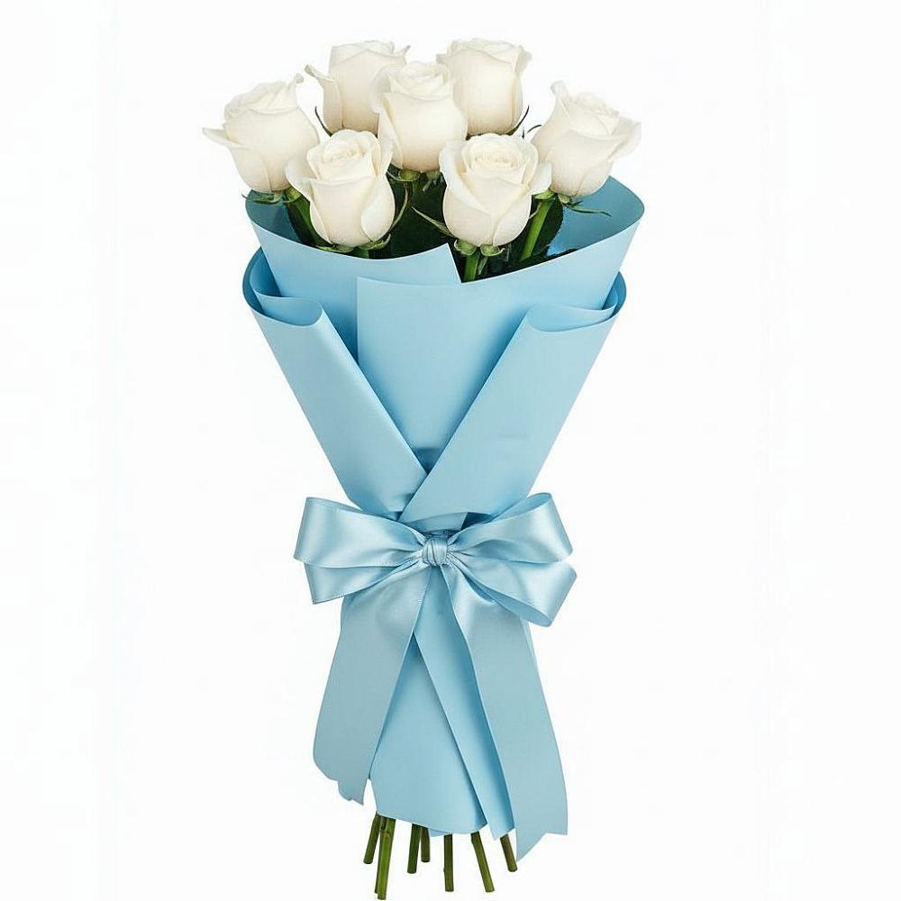 Букет 7 белых роз Проуд в Анджиевский