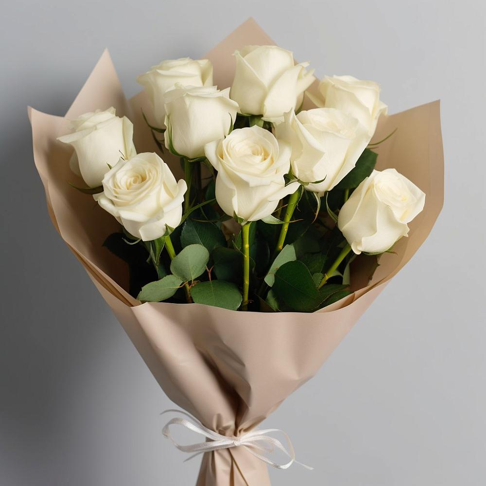 Букет 9 Белых роз Эдлесс Лав в Анджиевский