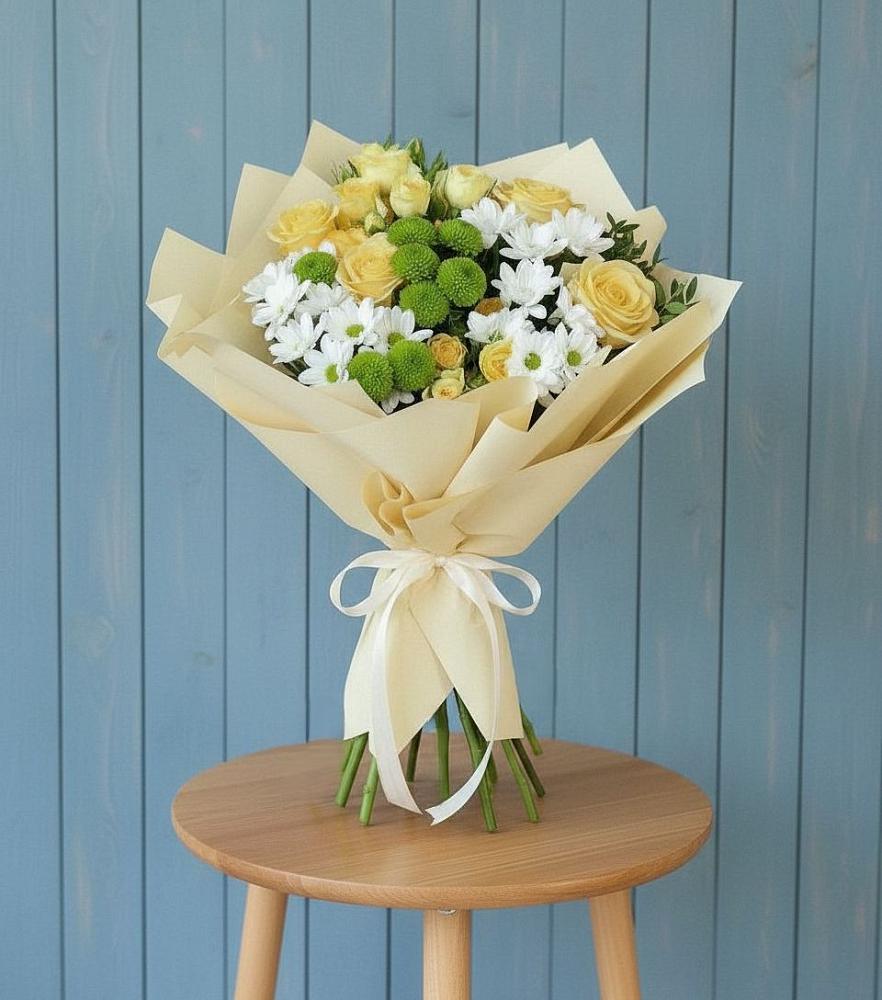 Букет цветов из: Хризантемы и Розы в Анджиевский