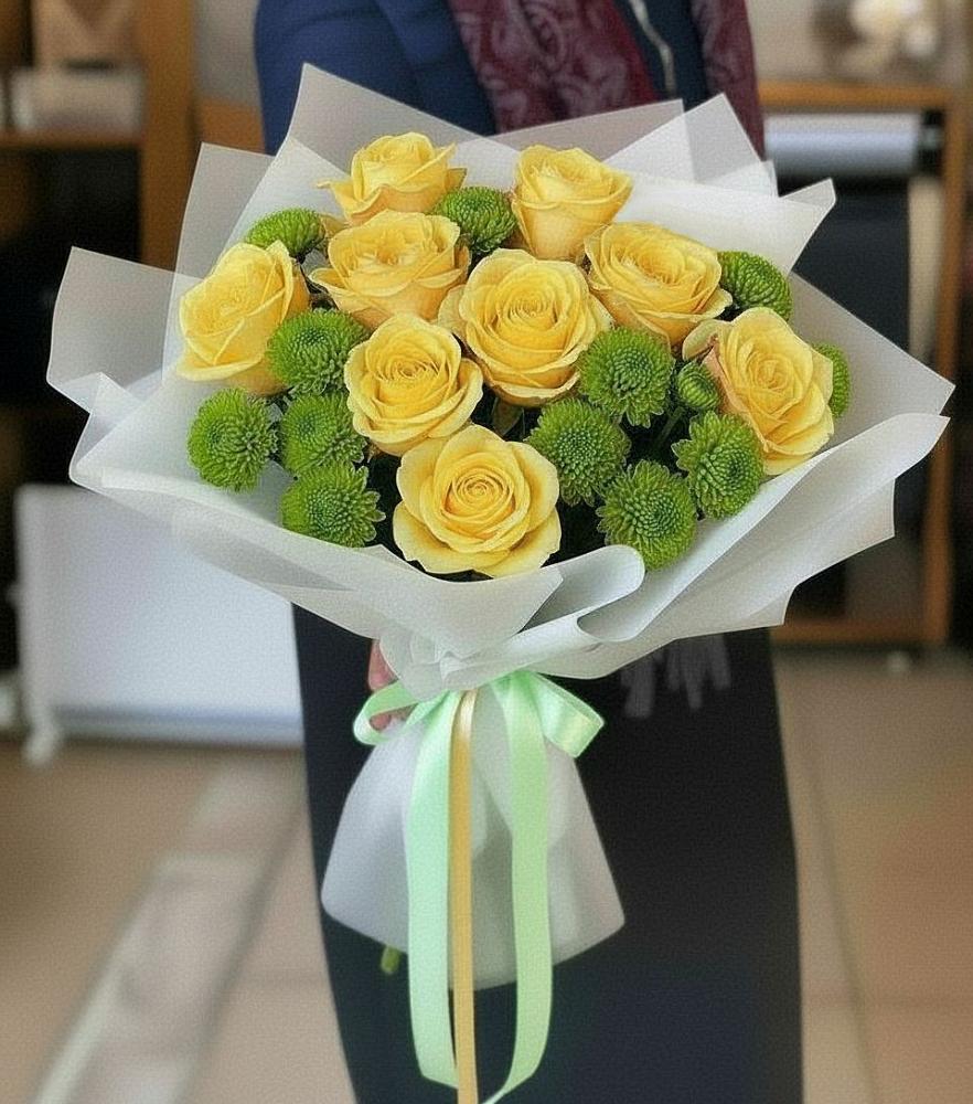 Букет цветов из: Хризантемы и Розы в Анджиевский