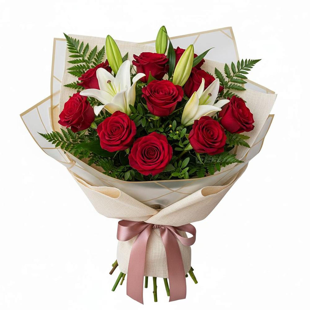 Букет цветов из: Лилии и Розы в Анджиевский