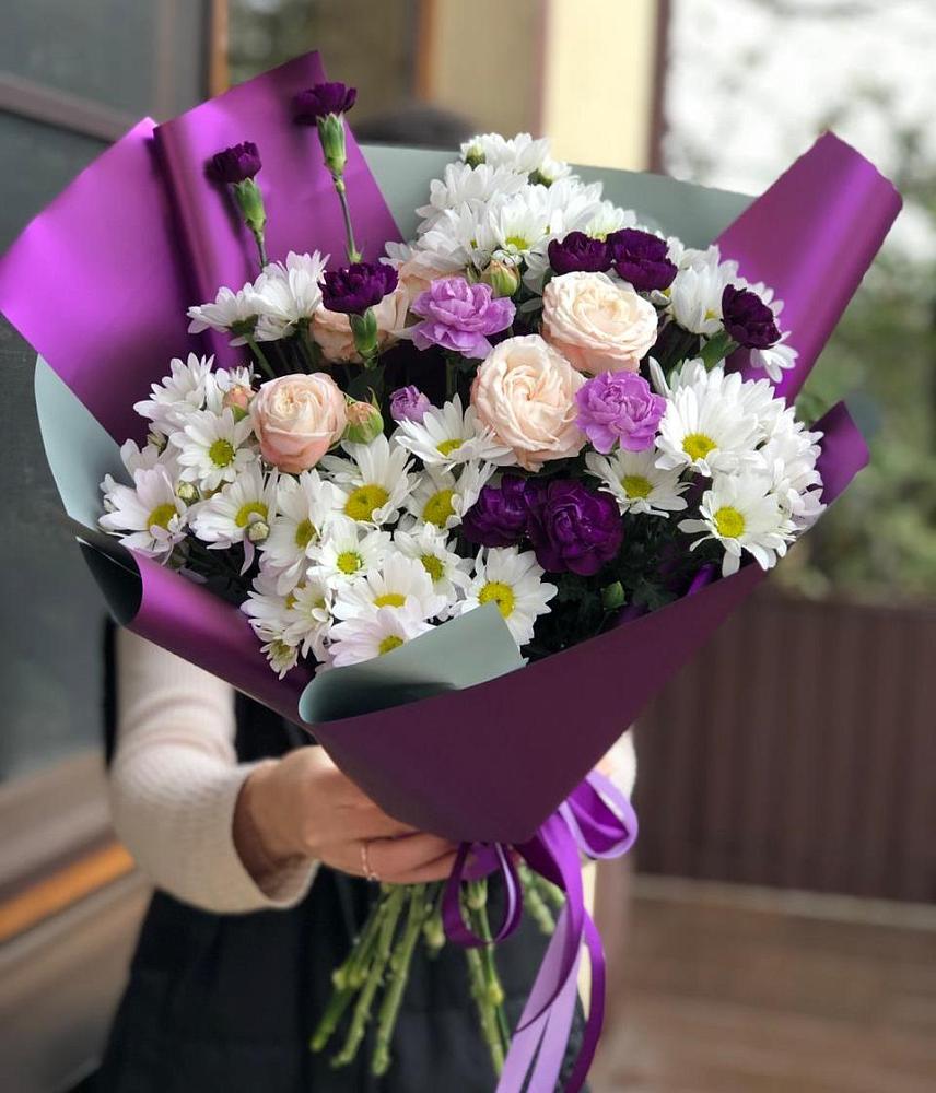 Букет цветов из: Хризантемы, Гвоздики и Розы в Анджиевский