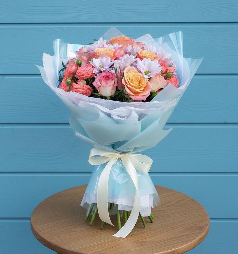 Букет цветов из: Хризантемы и Розы в Анджиевский