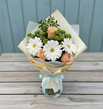 Букет цветов из:  Герберы, Розы и Хризантемы в Анджиевский