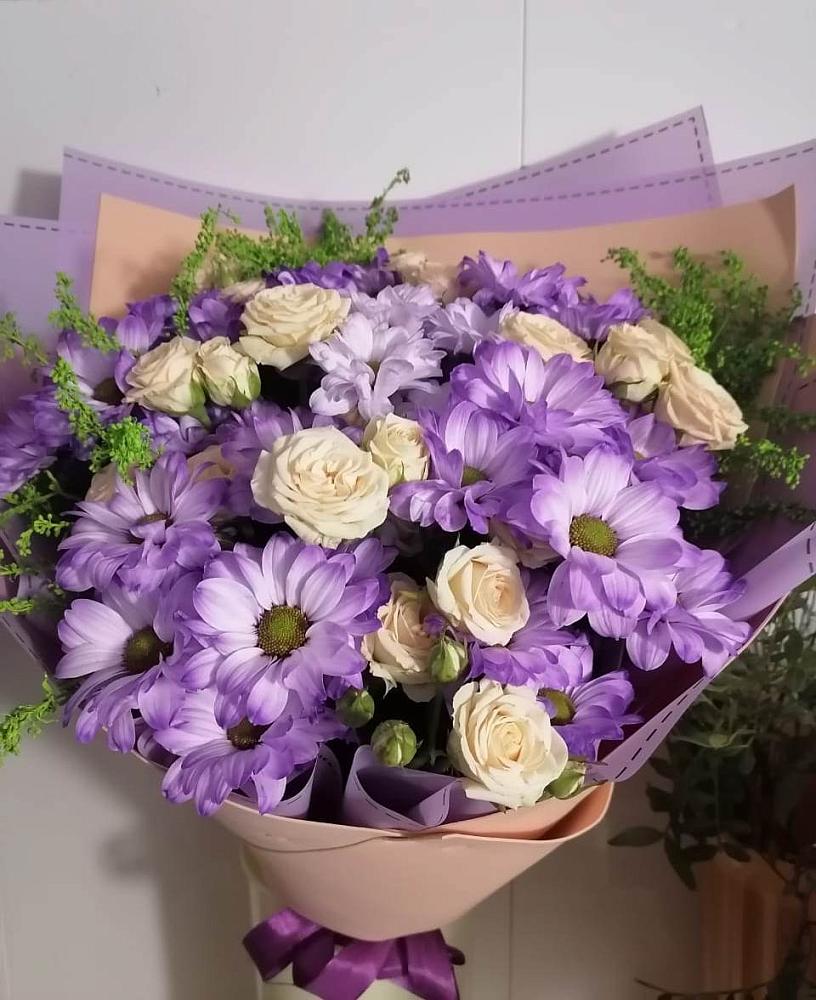 Букет цветов из: Хризантемы и Розы в Анджиевский